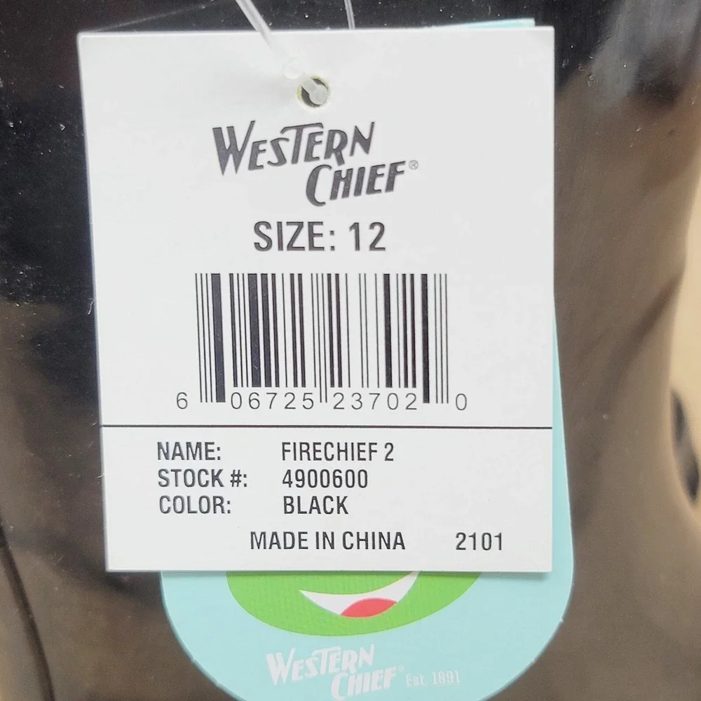 Western Chief Kids Rain Boots Sz 12 M Firechief 2 Black Rubber 4900600